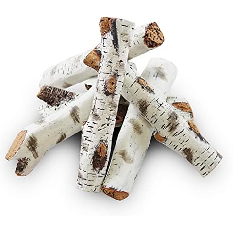 Gcostar 16" Gas Fireplace Set Ceramic White Birch for Gas Fireplace Indoor Insert, Vented, Propane, Electric Gas Fireplace, Linear Fire Pits Ceramic Fiber, Fireplace Decor, 6PCS Cover