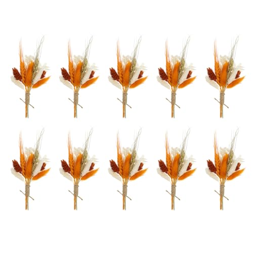Mini Bouquet de Flores Secas, 10 Piezas Naranja miniatura 1
