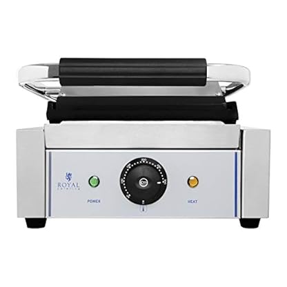Royal Catering RCKG-1800-F Kontaktgrill Elektrogrill Sandwich Maker Panini Grill (Glatt, 1.800W, 300°C, Gusseisen emailliert, Edelstahl, 23,5 x 22,5cm) – Bild 6