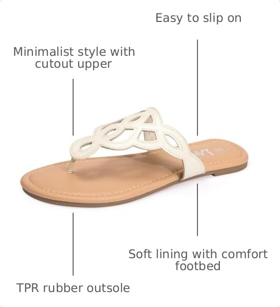 Image of LM Women's Thong Sandals T-Strap Sandals Slip On Flat Sandals Flip Flop Casual Summer Slide Sandals