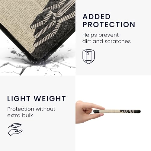 kwmobile Case Compatible with Amazon Kindle Paperwhite (2024)/Colorsoft Case - eReader Cover - Girl and Books Black/Beige by kwmobile - Used condition - Image 4