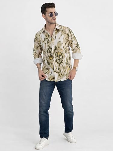 Image of Pinkmint Men Printed Cotton Flex Shirt | Stylish Designer | Regular Fit Floral & Abstract Print Shirt for Men (Available in Plus Size)