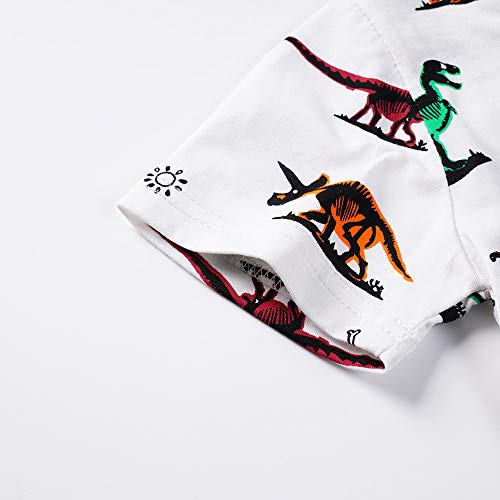Little Hand Kids Boys T-Shirt Cute Dinosaur Short Sleeve Tops Casual Cotton Tee Shirts Clothes Toddler Age 1-7 Years