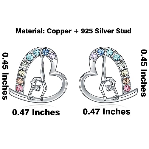 Girls Ballet & Gymnastics Stud Earrings - Rainbow Heart Dance Earrings for Recital Gifts2