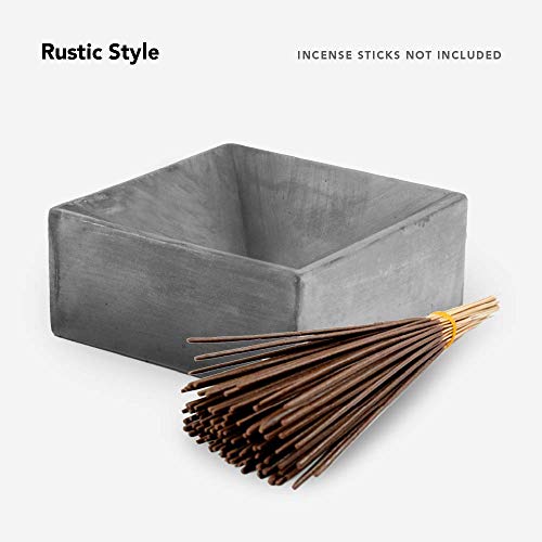 Slice Of Goodness Gray Cement Large Cube Incense Holder - Modern Minimalist Upright Standard Size Incense Burner - Incense Sticks Not Included #TOP1