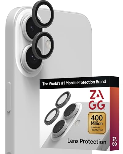 ZAGG iPhone Camera Lens Protector for iPhone 17/16/ 16 Plus - Silver, Camera Ring, Maximum Impact & Scratch Protection, Anti-Reflective Technology, Smudge-Resistant, Precise Fit, Glass Elite