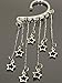 Handmade Black Star Ear Cuff Silver Earrings No Piercing Fake Pierced Long Chain Faux Piercing No Piercing Needed Ear Cuff Under Ear