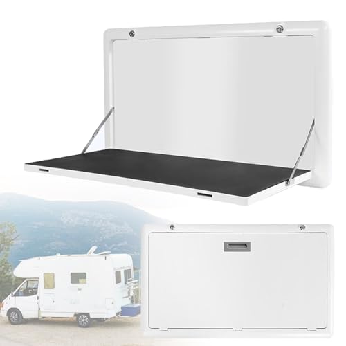 VNATWGOO Mesa De Comedor Plegable para Autocaravana, Escritorio De Aluminio para Exteriores con Cerradura Y Luz Led,NoLight