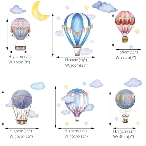 Vinilo decorativo globo aerostático grande estilo acuarela miniatura 4