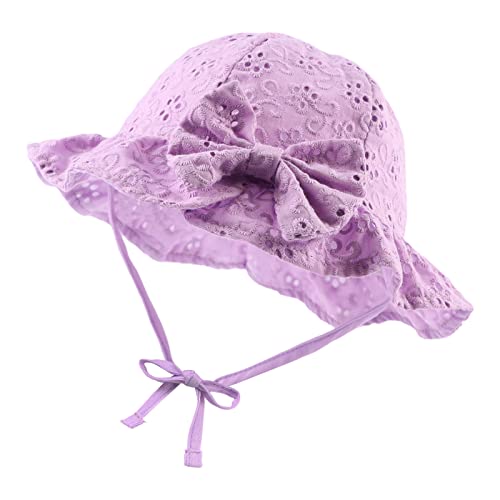 Image of JANGANNSA Bow Baby Girls Summer Hat Flower Toddler Girls Sun Hat Cotton Breathable Infant Hat