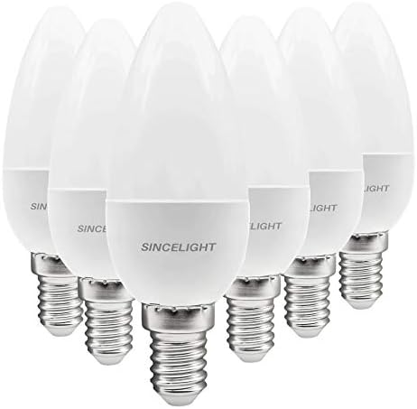 E14 LED Candle Light Bulb, B35, Milky Diffuser Frosted, 5 Watt, Netrual White (4000K) RA≈92 High Color Rending, 500 Lumens≈50W Equivalent, SES Small Edison Screw, 6 Pieces Packed