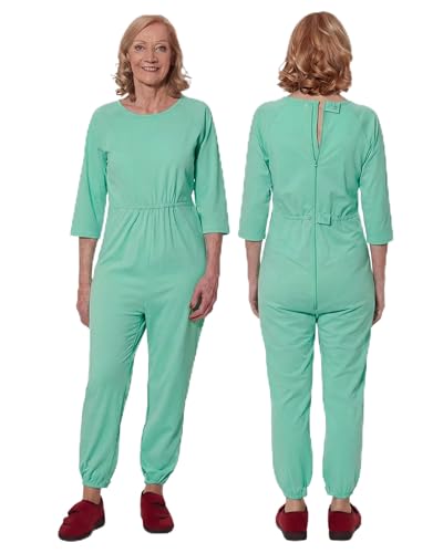 Ovidis Dementia Clothes – Alzheimer Anti-Strip Jumpsuit for Women – Dementia Products for Elderly with Back Zipper and Incontinence Protection – Alzheimers Products for Elderly – Carrie Green