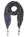 Gray Long Crinkled Jewelry Scarf With Bauble Tips