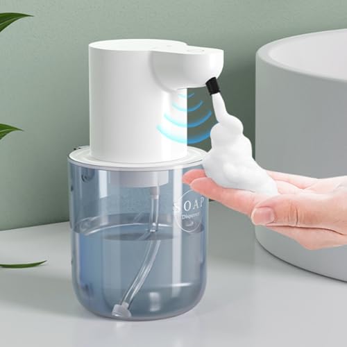 Asixxsix Dispenser Automatico di Sapone da 400 Ml, Dispenser di Sapone Intelligente Montato a Parete Ricaricabile Tramite USB, Disinfettante per le Mani Schiumogeno Senza Contatto