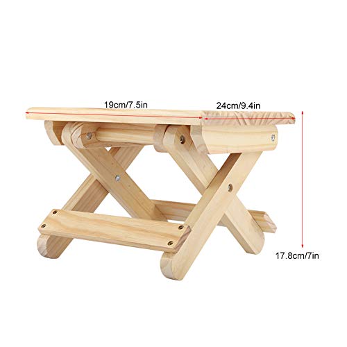 Banco pequeño plegable de madera rústico para interior taburete bajo camping 3