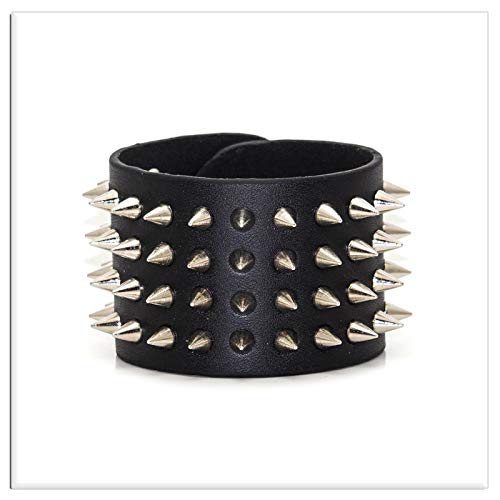 Xusamss Punk Rock Alloy Rivet Wristband Wide Leather Cuff Bracelet #TOP1