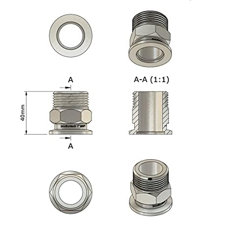Image of bmotiontech 1 inch MNPT Male NPT to KF25 NW25 Flange Fitting adapter (ISO-KF KF25 QF25 NW25) (1 inch MNPT KF25 x 2PCs)