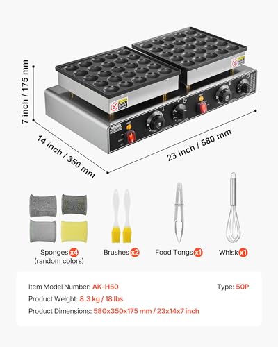 Miniatura 7 de Vevor Mini Máquina Holandesa Para Hacer Panqueques, De Acero Inoxidable Antiadherente, Para Dorayakis, 1800 W, Control De Temperatura Y Tiempo Dual, Para Cocina, Restaurante, 580 X 350 X 175 Mm