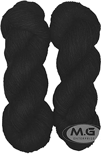 Image of M.G ENTERPRISE Brilon Black (500 gm) Wool Hank Hand Knitting Wool /Art Craft Soft Fingering Crochet Hook Yarn, Needle Knitting Yarn Thread dye AA