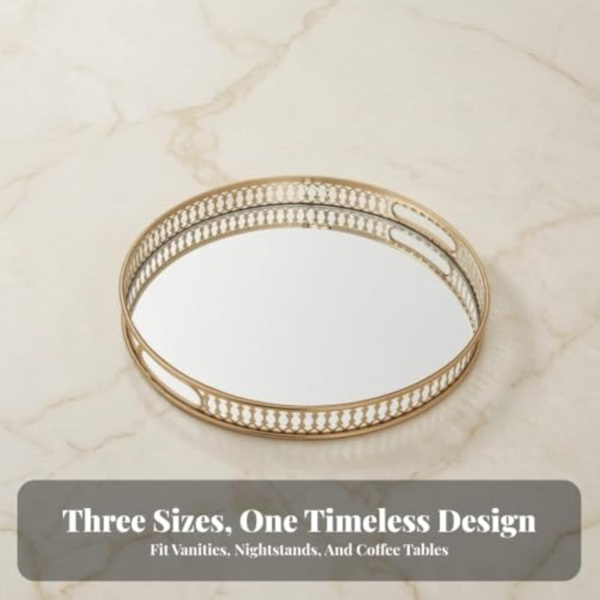 Round Mirrored Tray, Elegant Decorative Centerpiece