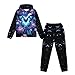 Pensura Big Kids Tracksuit Boys Girls 2 Piece Floral Blue Butterfly Sweatsuit Jogging Outfits Soft Pullover Hoodie Sweatshirt and Jogger Pants Clothing Sets Fall Fashion