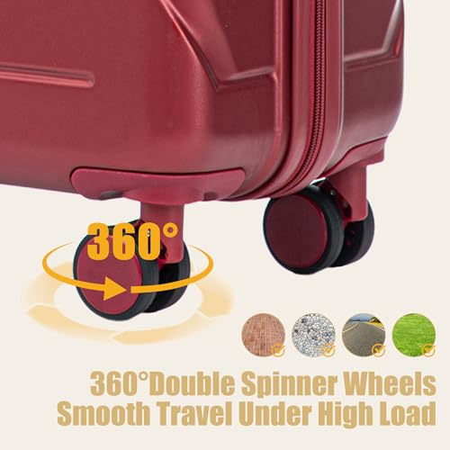 Image of 28 Inch ABS Hard Shell Large Luggage With Combination Lock and Side Hooks, Red