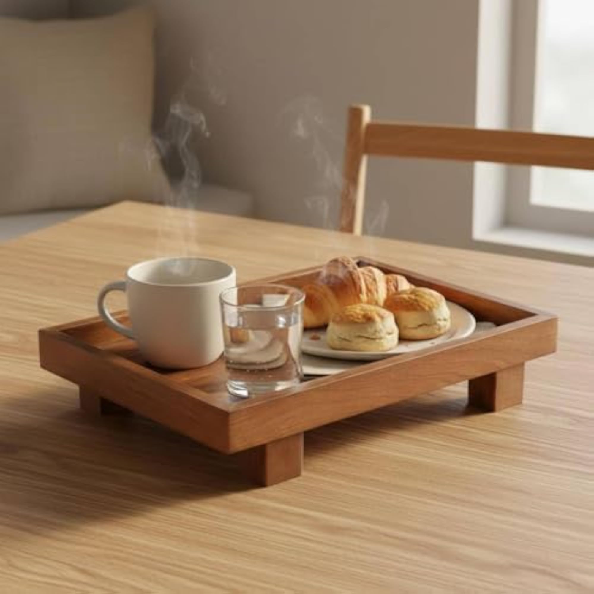 Vintage Design Walnut Wood Tray, Multi-Use Organizer