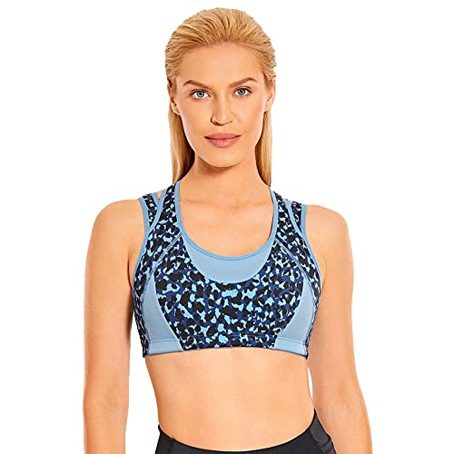 Soutien-gorge de sport sans fil femme fitness bleu léopard M