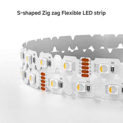 Tira LED RGBW flexible en forma de S 9.8 pies 24V Blanco cálido 3000K miniatura 6
