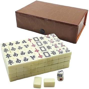 Chinese Mahjong Game Set - 144 White Engraved Mini Tiles for Family Gathering | Portable Mah-Jongg Travel Set for Party Family Leisure Time