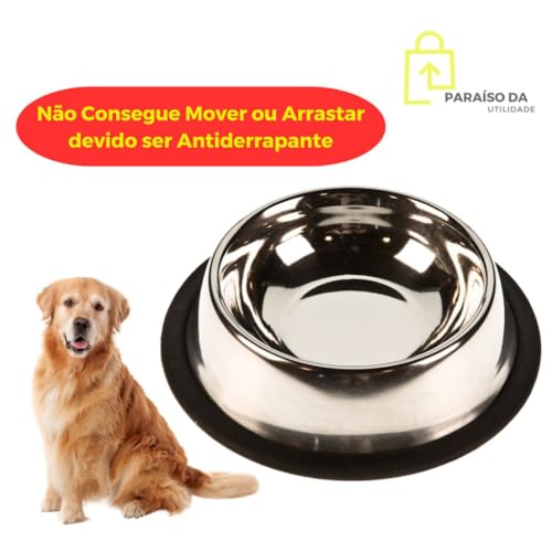 Comedouro Tigela Cachorro Inox Antiderrapante Comedouro Bebedouro Tigela Alimentador de Cachorro Não