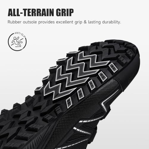 Image of Mens Trail Running Shoes Hiking Running Sneakers | Non Slip Outdoor Lightweight Breathable Walking Tennis Casual Comfortable Rubber Outsloe Lace Up Protective Upper