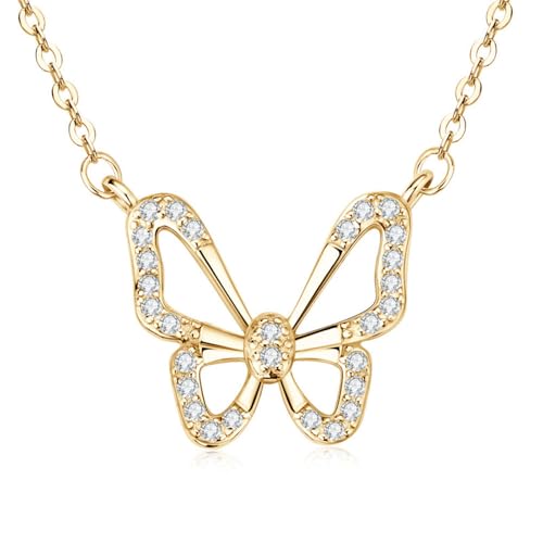 Collier pendentif papillon de prestige en or et argent pur