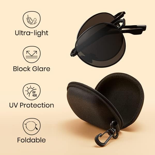 Cyxus Round Foldable Sunglasses for Women Men Polarized UV 400 Protection Folding Sun Glasses - Image 5