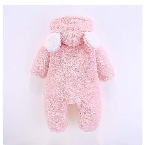 Vnvne Newborn Baby Cartoon Bear Snowsuit Warm Fleece Hooded Romper Jumpsuit (Pink,0-3 Month) #TOP2