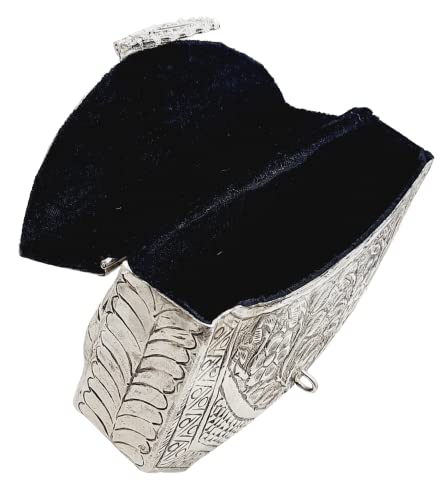 Image of Trend Overseas Women's Silver Brass Metal Handle Clutch Handmade Antique Ethnic Hand Clutch
