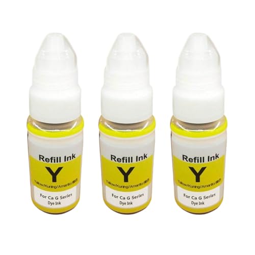 Recharge encre compatible GI190 GI290 GI490 jaune pour imprimante jet d'encre G2000 G3400 G4400