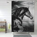 Tamaño perfecto: 152 x 182 cm, esta cortina de ducha de color blanco y negro con forro tiene 9 ojales de acero inoxidable, reforzados con cortina de poliéster y línea de plomo pesada, ideal para cualquier cuarto de baño, ducha o cortina de ducha en el dormitorio