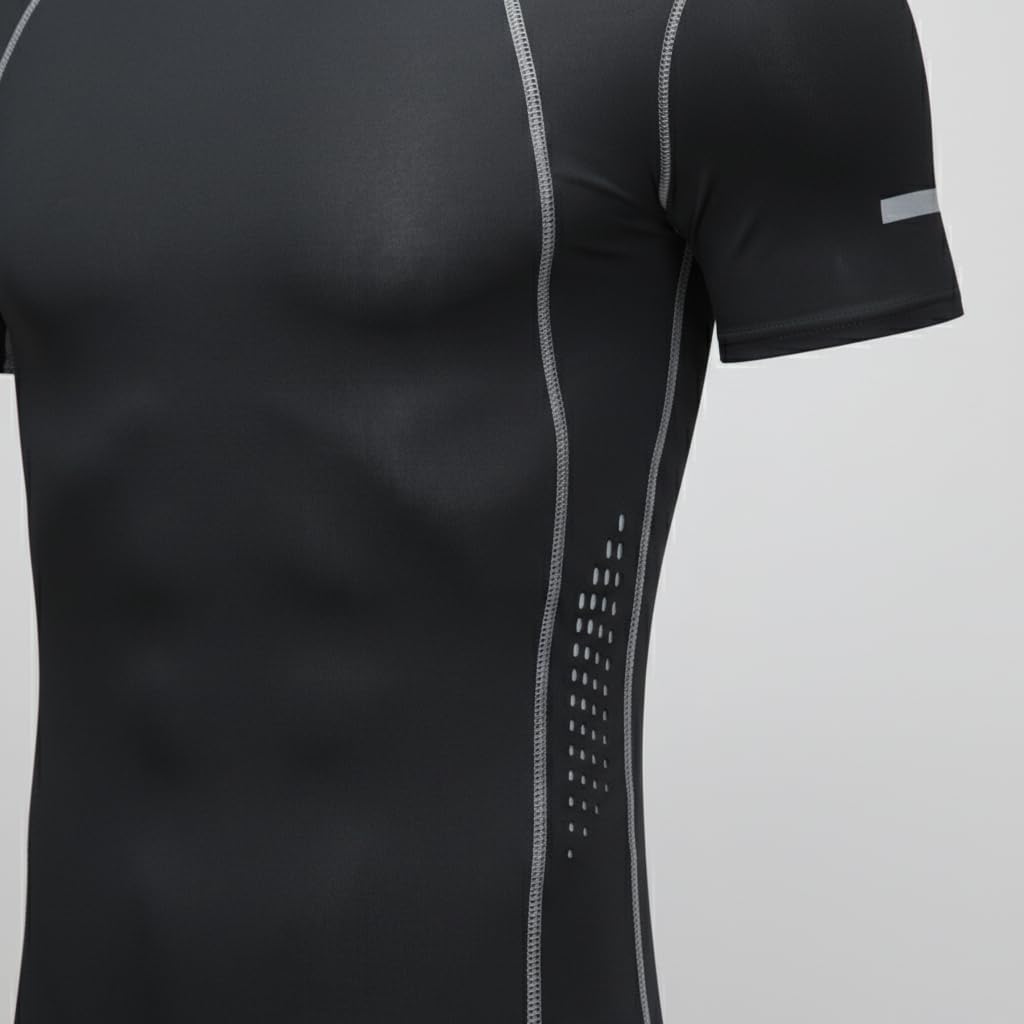 Men's Compression Shirt Quick Dry Athletic Undershirt Moisture Wicking Workout Top Performance Base Layer for Gym Running