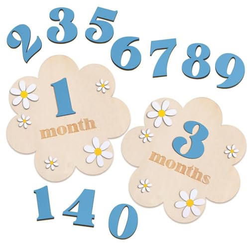 Image of TecoKart Baby Monthly Milestone Cards for New Born Photoshoot | Blue Baby Monthly Photoshoot Props for Milestone Memories