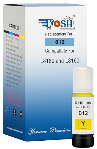 Image of KOSH 011 & 012 Refill Ink Bottle Compatible for Epson L8180 and L8160 Printers (1, Yellow)