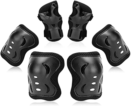 Swygoo Protection Roller Enfant, Genouillères | Coudières | Protège-Poignets pour Enfants de 6 à 16 Ans, Ensemble de Protection 3 en 1 pour Patinage Scooter Vélo Cyclisme Skateboard (Noir)