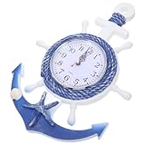 HORLOGE MURALE À THÈME NAUTIQUE : Apportez une touche marine à votre salon ou votre avec notre horloge Ancre. Cette horloge murale de style méditerranéen représente un bateau, capturant l'essence du charme nautique et créant une atmosphère marine.