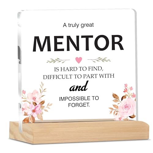 Image of Giftplease Mentor Plaque with Wooden Stand Personalized Gift for Mentor, Coach, Teacher, Appreciation Keepsake, Clear Desk Decor, Inspirational Thank You Gift, Office Table Display MP 69