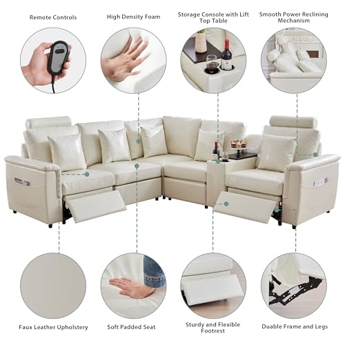 Image of RARZOE Modular Sectional Couch Corner Seat Module, Faux Leather Armless Corner Seat, Modular Sectional Sofa Module for Living Room Home Theater,Beige