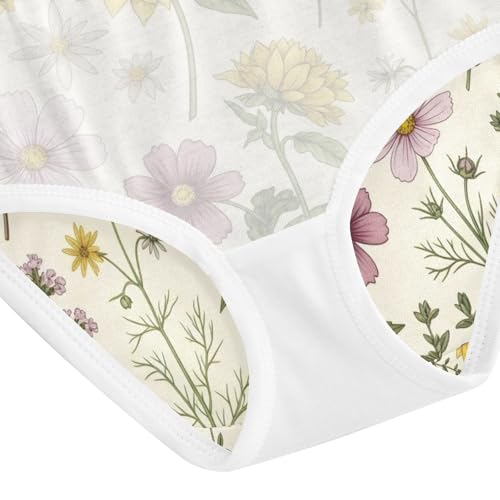 Vintage Botanical Wildflowers Toddler Girl Undies, Cotton Girls Underwear, 2T–8 Years4