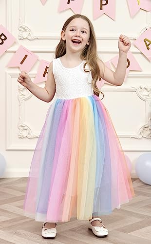 Image of Topmaker Flower Girl Dress for Toddler Baby Girls,Lace Tulle Dress for Wedding,Birthday Party,Photoshoot,Special Occasion