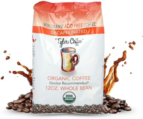 Tylers Coffee Decaf USDA Organic Medium Roast Whole Coffee Beans, 12oz