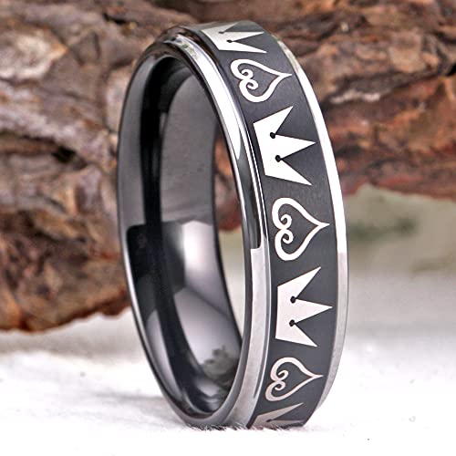 Cosplay Jewelry Hearts & Crowns Design Ring - Tungsten Ring Wedding Ring Men's Ring -Free Customized Engraving3