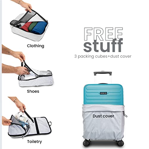 Image of THE ASSEMBLY Hard-Sided Cabin Luggage 55 cms - Premium Polycarbonate Trolley Bag 20 Inches Teal